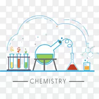 化学实验室实验化学元素图标-铁平台上的一个烧瓶