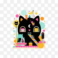 猫屋插画艺术插画-猫屋