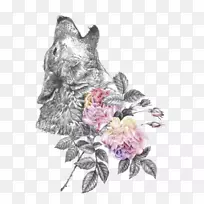 灰狼水彩画非洲野狗水彩画水彩狼印花
