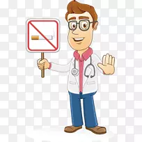 医生版税-免费剪贴画-医生卡通海报吸烟