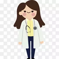 医生剪贴画-可爱的长发医生