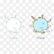 卡通蓝色插图-卡通地球