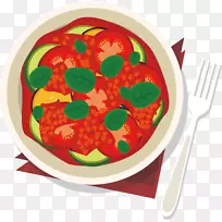 番茄汤，菜，蔬菜，炖肉，叉子