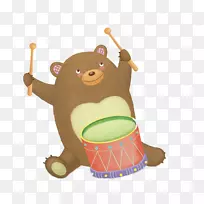 卡通鼓乐器插图.鼓熊