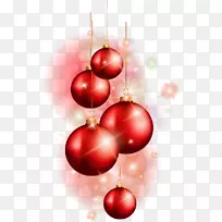 圣诞老人圣诞装饰品插图-涂上红色圣诞球泡泡梦