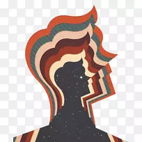 插画版画艺术插图.简单的头像叠加插图
