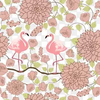 大火烈鸟粉红色母题-彩色火烈鸟图案背景图案