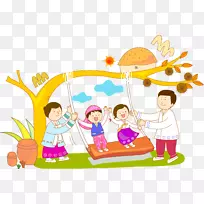 摇摆儿童剪贴画-摇摆孩子