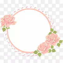花画框图案-粉红玫瑰彩绘