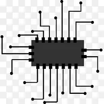 集成电路中央处理单元图标-黑色芯片