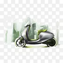 智能滑板车电动汽车迷你绿色背景摩托车