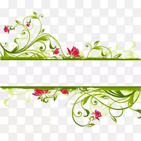 花卉剪贴画-优雅的绿色背景
