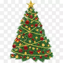 圣诞树装饰圣诞老人剪贴画-圣诞树花环