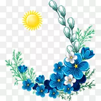 复活节明信片夹艺术-阳光下的花朵
