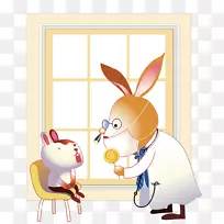 兔子复活节兔子医生牙医插图-兔子牙医