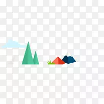 三角形区域图案-创造性的手绘山和云
