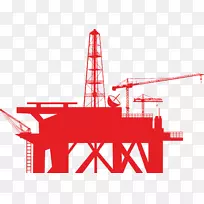 石油平台钻机井架夹持艺术.红色采油