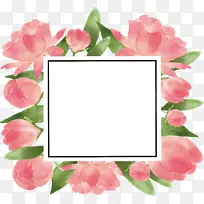 纸水彩画画框花花浪漫粉红相框