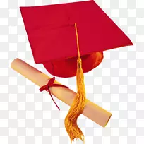 毕业典礼文凭帽学校剪贴画-红帽博士。