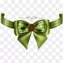 彩带装饰艺术贺卡插图.绿色蝴蝶结