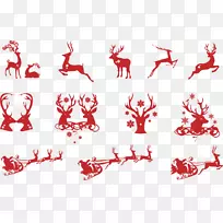 圣诞卡片图标-圣诞鹿装饰