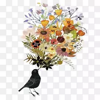 艺术博客艺术家作品-简单花鸟插图
