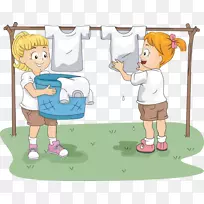 儿童服装摄影儿童服装剪贴画孩子们正在洗衣服