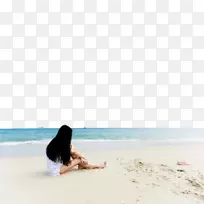 亚龙湾海滩-海滩上休息的女孩