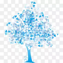 树木摄影画片艺术.蓝色彩绘树