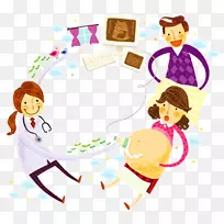 妊娠医师免版税插图-孕妇听诊