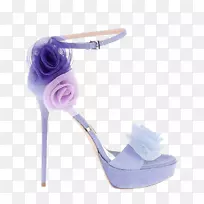 高跟鞋细高跟鞋薰衣草女式高跟鞋紫色材料