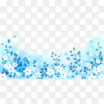 蓝白色插图-蓝色背景上的白色花朵，使材料不受影响。