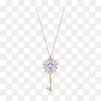 吊坠项链紫色紫水晶链-施华洛世奇珠宝关键项链女装