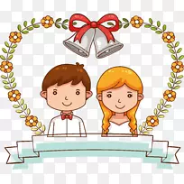 婚礼邀请结婚新娘插画-甜蜜的婚礼请柬