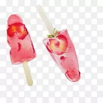 冰淇淋圣代食品草莓冰淇淋手绘材料图片