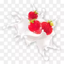 奶昔奶油派草莓白鲜奶草莓装饰图案