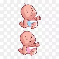 婴儿纸尿裤卡通插图-婴儿，可爱，发芽