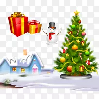 圣诞圣诞树装饰-圣诞树和房屋