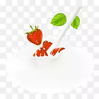 奶昔水果鲜红草莓乳装饰图案