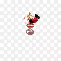 草莓冰淇淋圣代夫人-草莓冰淇淋可爱的装饰元素