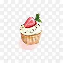 纸杯蛋糕层蛋糕绘画.小草莓蛋糕