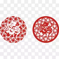 剪纸新年福新年公鸡新年剪纸窗玻璃