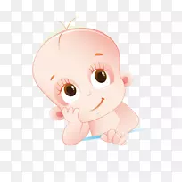 卡通插图-长睫毛婴儿笑