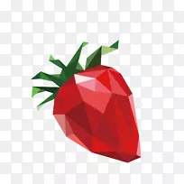 水果多边形几何图形-红色装饰草莓装饰插图