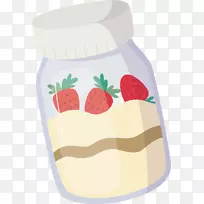牛奶草莓罐头.手绘草莓罐头