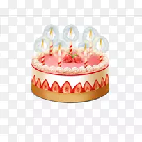 生日蛋糕草莓奶油蛋糕剪贴画-卡通草莓生日蛋糕