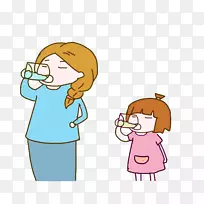 喝母子-母亲和婴儿喝水的图片材料