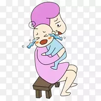 哭哭啼啼的婴儿妈妈睡眠剪辑艺术-卡通妈妈哄哭的婴儿