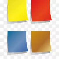 矩形材料.红色、黄色、蓝色的注释