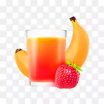 果汁奶昔配方-黄色新鲜水果饮料装饰图案